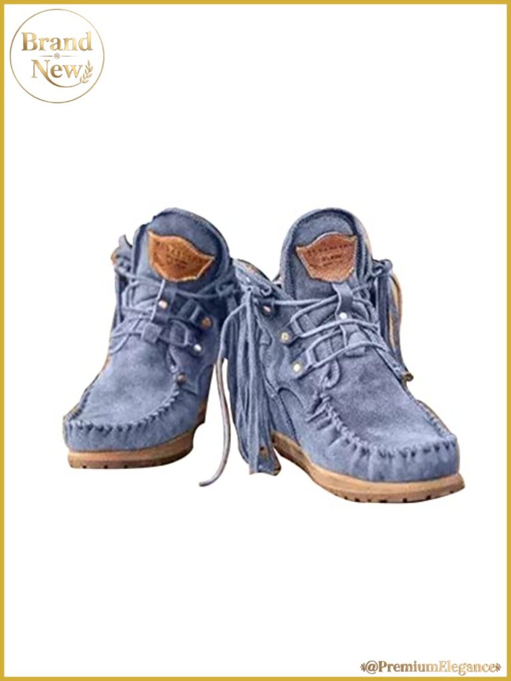 Faux Suede Fringed Ankle Boots Mocc Flat Moc Toe Booties